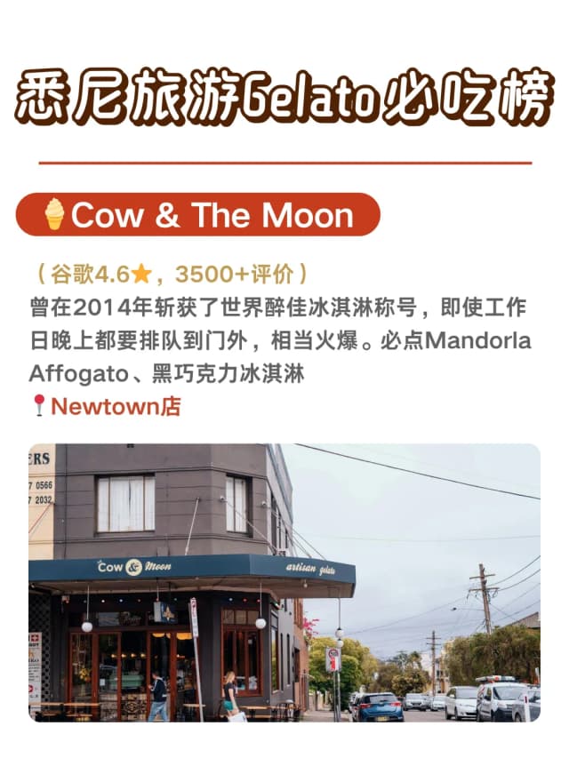 Cow&The Moon in Newtown earned the world's best ice cream title in 2014, making it a standout in the vibrant food scene.