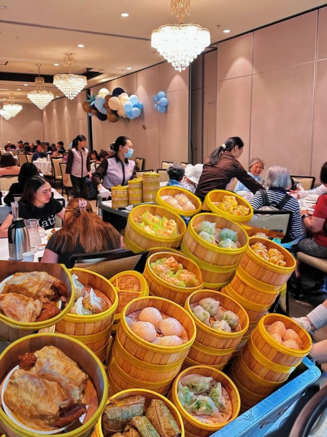 The yum cha restaurant was buzzing with energy, completely full even on a weekday.