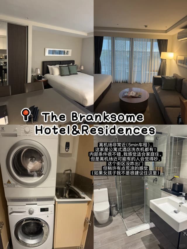 The suite has a small kitchen, washing machine, and dryer, making it convenient to cook your own meals and save on dining out.