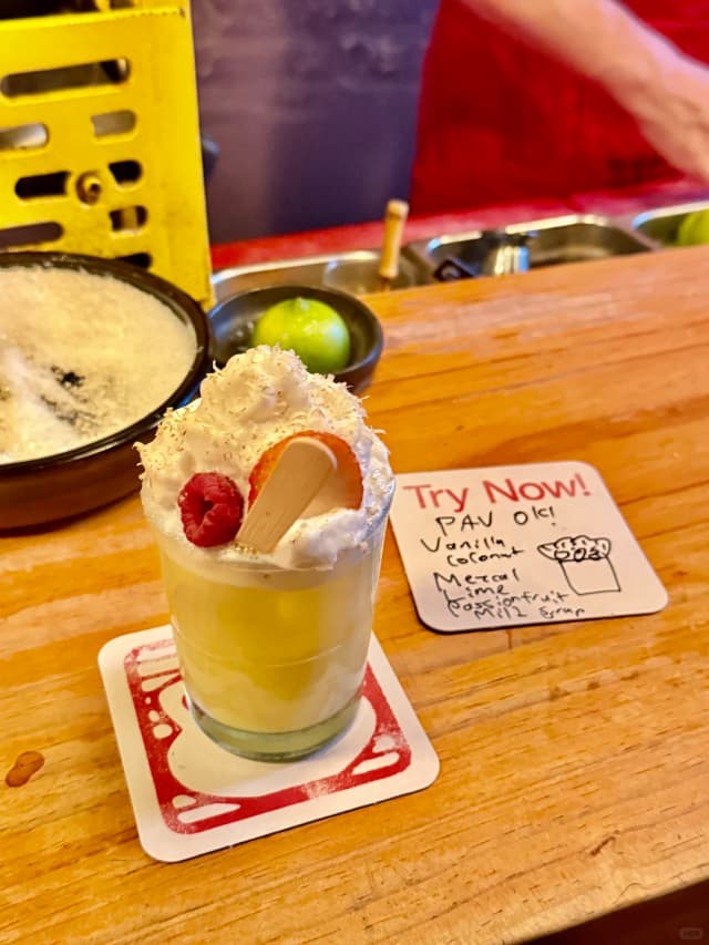 Cantina Ok! is the Mezcal main stage, with cocktails like Pav Ok! showcasing its excellence.